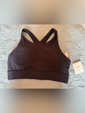 Fabletics Black Racerback Sports Bra - Solid Black